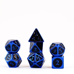 Blue with Black Enamel 16mm Polyhedral Dice Set - Full Set