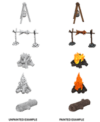 WizKids Deep Cuts Unpainted Miniatures: W10 Camp Fire & Sitting Log