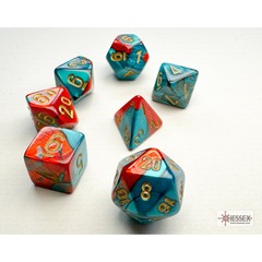 Chessex Gemini Mini 7 Die Set Red-Teal/Gold