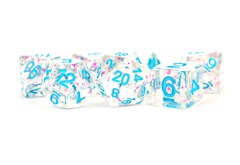 16mm Resin Polyhedral Dice Set: Clear Confetti