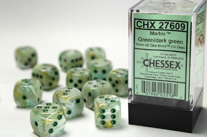 16mm D6 Marble Green/Dark Green (12)