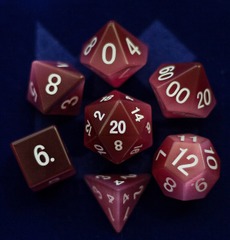Cat's Eye Pink: Full-Sized 16mm Polyhedral Dice Set