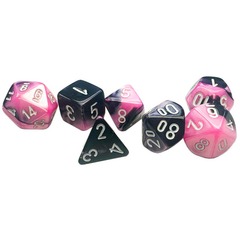 Chessex Gemini Mini 7 Die Set Black-Pink/White