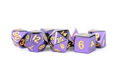 Purple with Gold Numbers 16mm Polyhedral Dice Set - Full Set