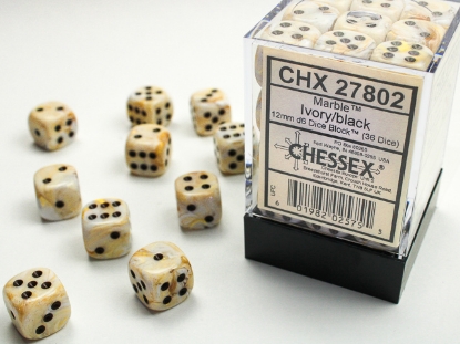 Marble 12mm D6 Ivory/Black (36)