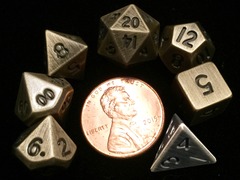 Antique Gold Mini 10mm Polyhedral Dice Set