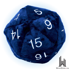 Jumbo D20 Plush Dice Blue / Silver