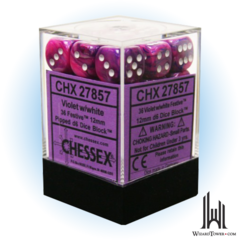 Festive - 12mm d6 Dice Block - Violet / White