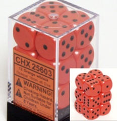 Opaque - 16mm Dice Block - Orange / black