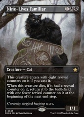 Nine-Lives Familiar (0385) (Borderless) - Mana Foil