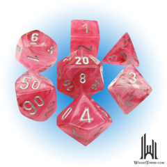 Ghostly Glow - Polyhedral 7-Die Set - Pink / Silver