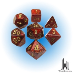 Glitter - Polyhedral 7-Die Set - Ruby / Gold