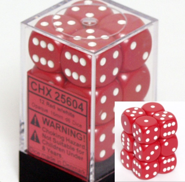 Opaque - 16mm Dice Block - Red / white