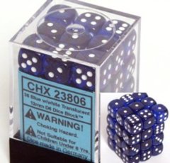 Translucent - 12mm Dice Block - Blue / white