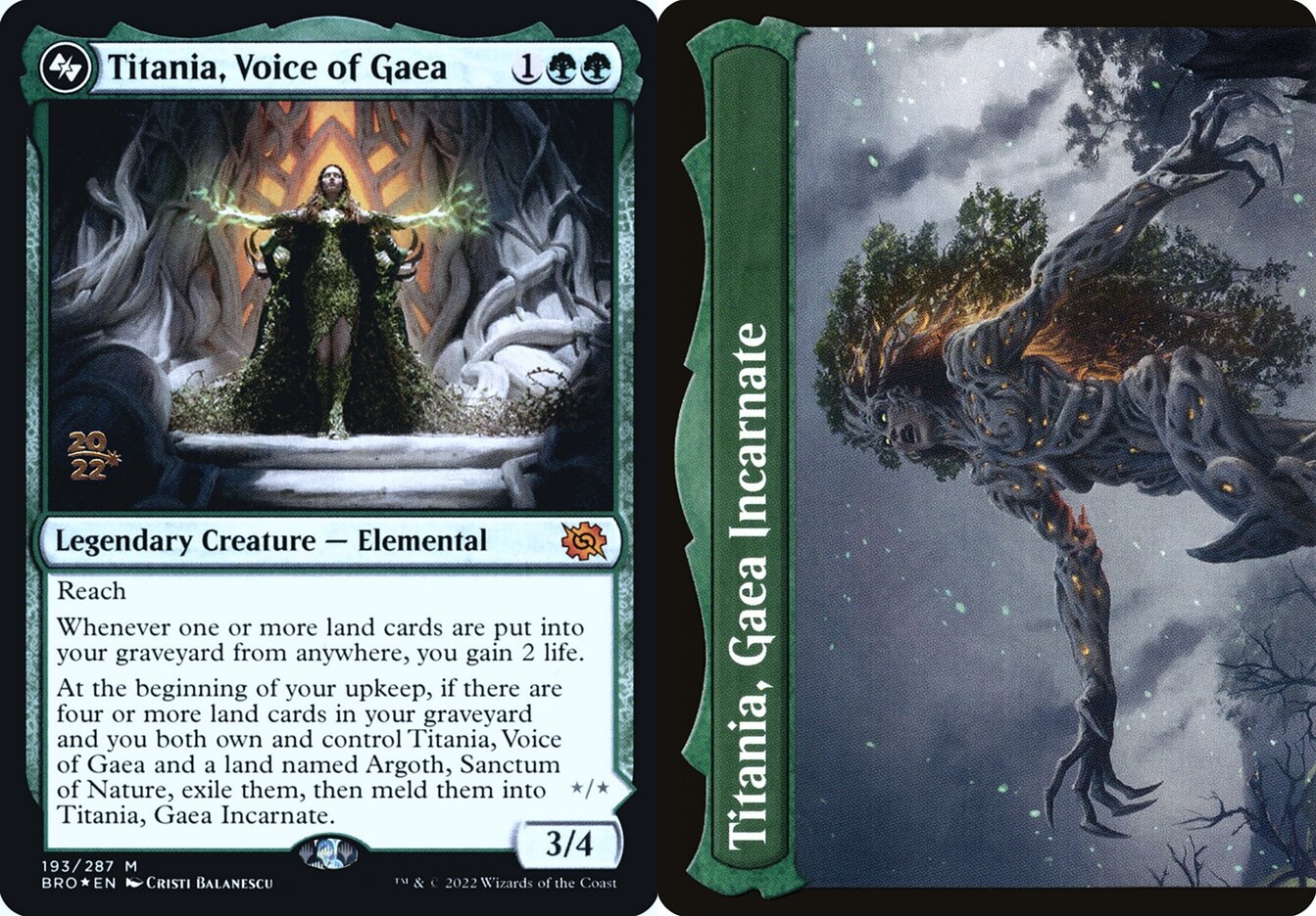 Titania, Voice of Gaea // Titania, Gaea Incarnate (193) (Prerelease) - Foil