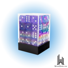 Borealis - 12mm d6 Dice Block - Purple / White Luminary