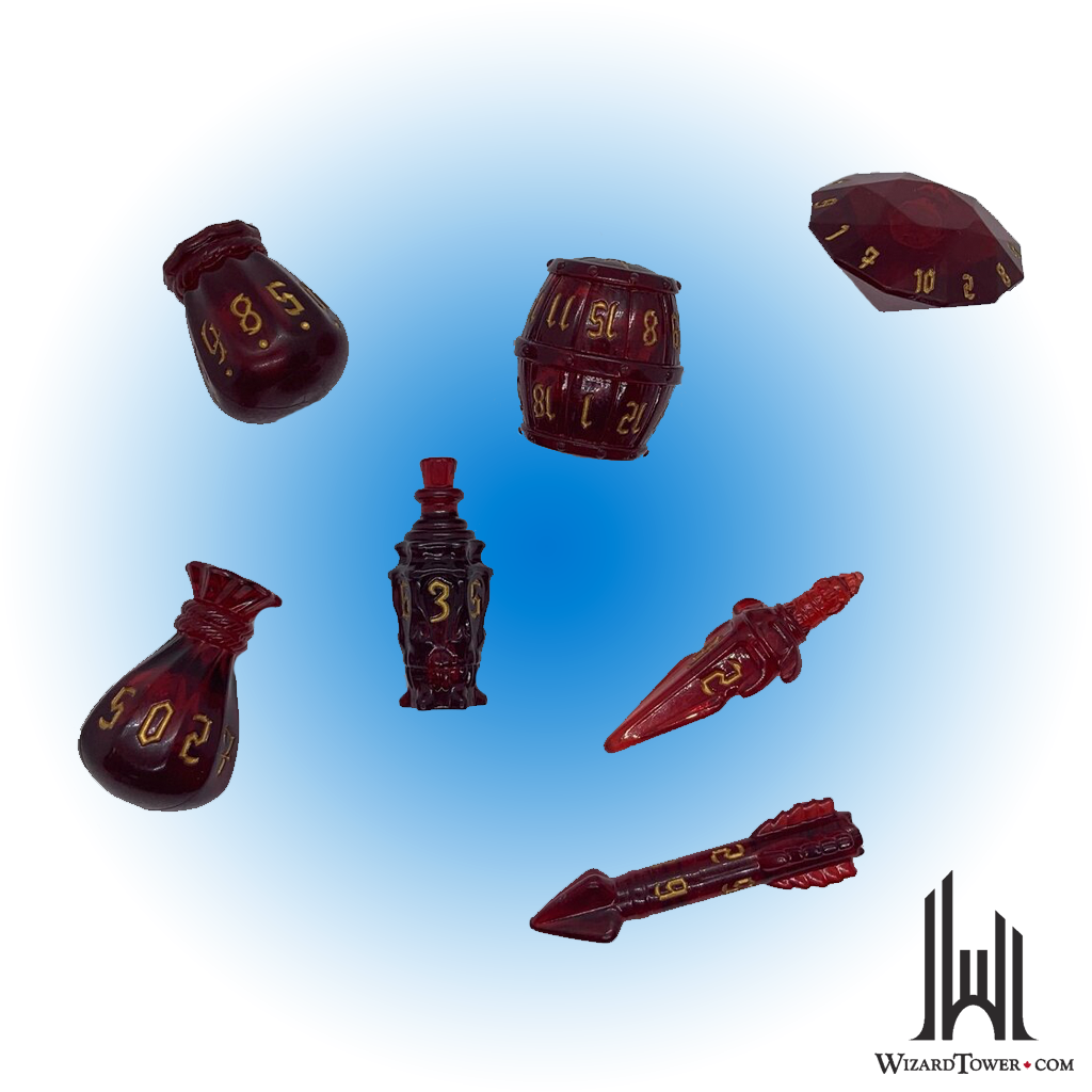 Polyhero dice: Rogue Set Roguish Rouge