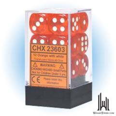 Translucent - 16mm Dice Block - Orange / white