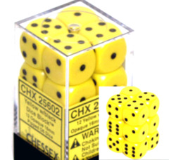 Opaque - 16mm Dice Block - Yellow / black