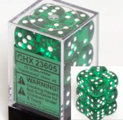 Translucent - 16mm Dice Block - Green / white