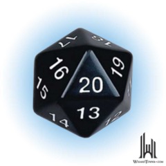 55Mm Jumbo Opaque D20 Count Down Dice - Black