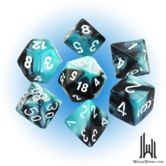 Gemini - Polyhedral 7-Die Set - Black-Shell / White