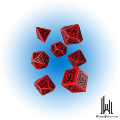 CELTIC BLACK AND RED DICE SET