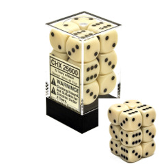 Opaque - 16mm Dice Block - Ivory / black