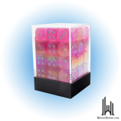 Borealis - 12mm d6 Dice Block - Pink / Silver Luminary