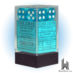 Translucent - 16mm Dice Block - Teal / white