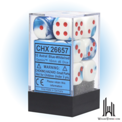 Gemini - 16mm d6 Dice Block - Astral Blue-White / Red