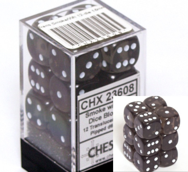 Translucent - 16mm Dice Block - Smoke / white