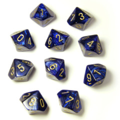 Scarab - Polyhedral Ten d10 Set - Royal Blue / gold