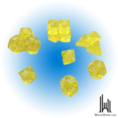 SET OF 15 DICE: TRANSLUCENT YELLOW