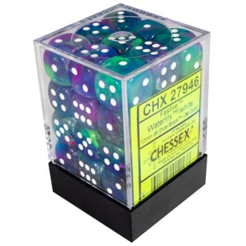 CHX 27946 Festive Waterlily/White 12mm d6 Dice Block (36 dice)