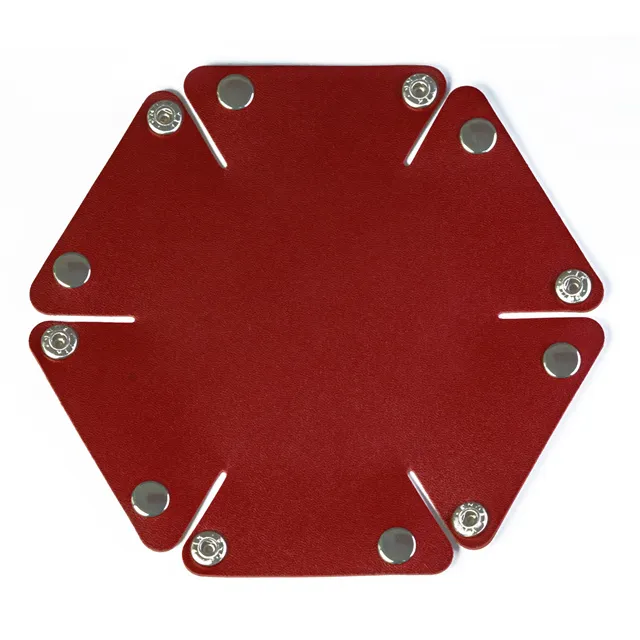TT47 Leather Folding Hexagon Token Tray Bag of 5