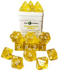Role 4 Initiative Set of 15 Dice Translucent Yellow
