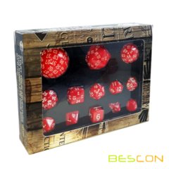 Bescon Complete Polyhedral Dice Set 13pcs D3-D100, 100 Sides Dice Set Opaque Red