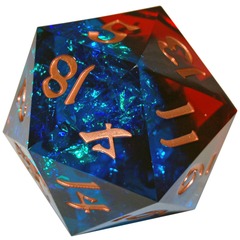 Hymgho 55mm d20 Sharp-Edged: Captured Magic - Blue & Red