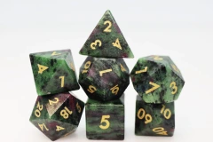 Foam Brain - Ruby Zoisite - Engraved with Gold Stone RPG Dice Set