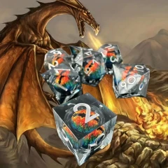 LiDragon Resin Liquid Core Dice Set - Dragon's Eye