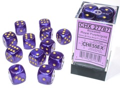 CHX27787 - 12 16mm Royal Purple w/Gold Borealis D6 Dice Set