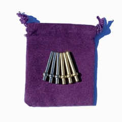 CRIBBAGE PEGS (6), 3 BRASS & 3 SILVER