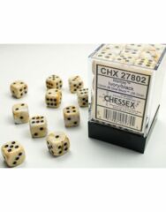 12mm d6 Dice Block Marble Ivory/black