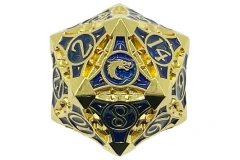 GNOME FORGED - Gold w/Blue 40mm Metal D20 Die (153)
