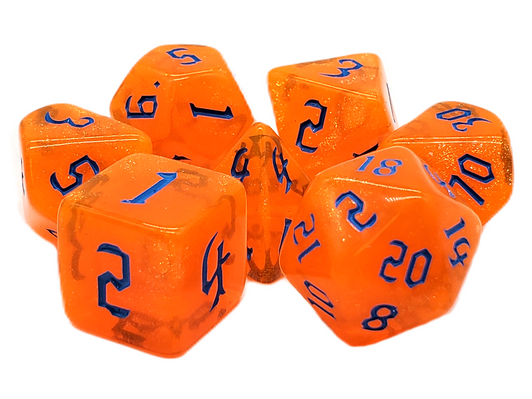 GALAXY - Orange Shimmer Polyhedral 7-Die Set (223)