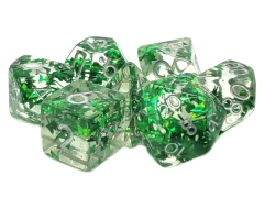 INFUSED - Green Butterfly w/Silver Polyhedral 7-Die Set (161)