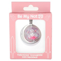 Sirius Dice Be my Nat 20 Pink Snowglobe 20in D20 Necklace