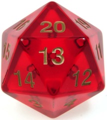 Koplow Translucent Ruby Gold 55mm D20 Countdown Die