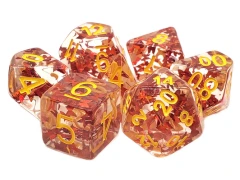 INFUSED - Orange Butterfly w/Yellow Polyhedral 7-Die Set (129)